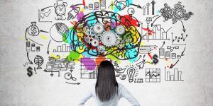 Woman thinking creatively